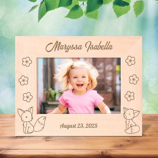 2 Niedliche Cartoon - Füchse und Blume Benutzerdef Geätzte Rahmen