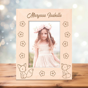 2 Niedliche Cartoon - Füchse und Blume Benutzerdef Geätzte Rahmen