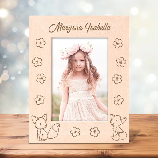 2 Niedliche Cartoon - Füchse und Blume Benutzerdef Geätzte Rahmen