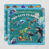 2 Niedliche Einladung des Party mit abgerundeter K (Vorne/Hinten)