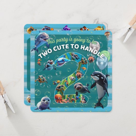 2 Niedliche Einladung des Party mit abgerundeter K (Vorderseite/Rückseite Beispiel)