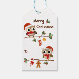 2 niedliche Eulen-frohe Geschenkanhänger