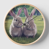2 Niedliche Kaninchen in der Uhr (Vorderseite)