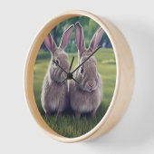 2 Niedliche Kaninchen in der Uhr (Winkel)
