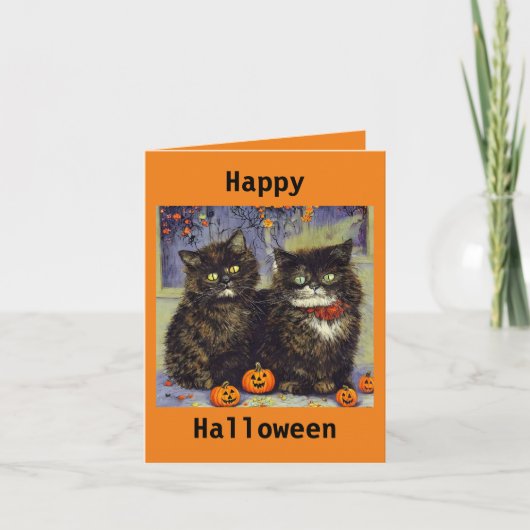 2 Niedliche Kätzchen Halloween Card Karte (Vorderseite)