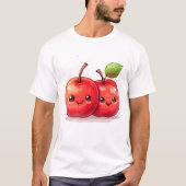 2 niedliche Kawaii-Äpfel T-Shirt (Vorderseite)
