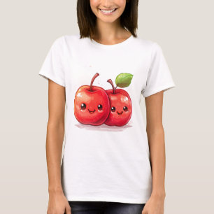 2 niedliche Kawaii-Äpfel T-Shirt