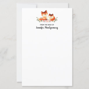 2 Niedliche kleine rote Füchse Wasserfarbdesign