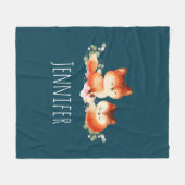 2 Niedliche kleine rote Füchse Wasserfarbdesign Fleecedecke (Vorderseite (Horizontal))