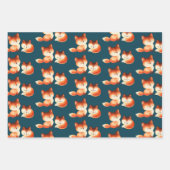 2 Niedliche kleine rote Füchse Wasserfarbdesign Geschenkpapier Set (Vorderseite 2)