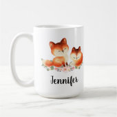 2 Niedliche kleine rote Füchse Wasserfarbdesign Kaffeetasse (Links)