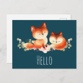 2 Niedliche kleine rote Füchse Wasserfarbdesign Postkarte (Vorne/Hinten)