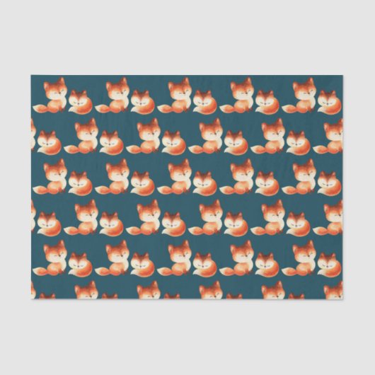 2 Niedliche kleine rote Füchse Wasserfarbmuster Seidenpapier (Vorderseite)