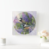 2 Niedliche kleine Vögel in einem Baum Quadratische Wanduhr (Zuhause)
