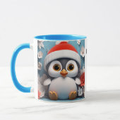 2 Niedliche Pinguine geben Weihnachtsgeschenk hinz Tasse (Links)