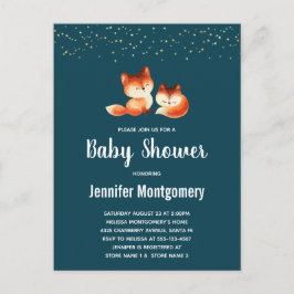 2 Niedliche Red Foxes Baby Dusche Einladungspostkarte