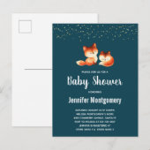 2 Niedliche Red Foxes Baby Dusche Einladungspostkarte (Vorne/Hinten)