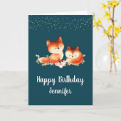 2 Niedliche Rotfüchse Geburtstag Karte (Gelbe Blume)