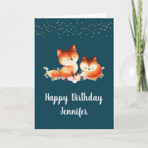 2 Niedliche Rotfüchse Geburtstag Karte