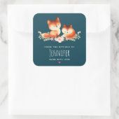 2 Niedliche Rotfüchse Wasserfarben - Gestaltung de Quadratischer Aufkleber (Tasche)