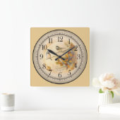 2 Niedliche Vögel spielen in Bäumen Quadratische Wanduhr (Zuhause)