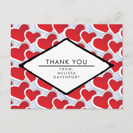 2 Niedliche Wiederholung des Musters durch rote He Postkarte (Vorderseite)