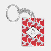 2 Niedliches Muster mit roten Herzen Schlüsselanhänger (Vorderseite links)