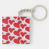 2 Niedliches Muster mit roten Herzen Schlüsselanhänger (Rückseite)