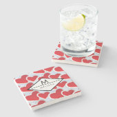 2 Niedliches Muster mit roten Herzen Steinuntersetzer (Seitenansicht)