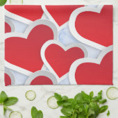 2 Niedliches rotes Herz Geschirrtuch (Gefaltet)