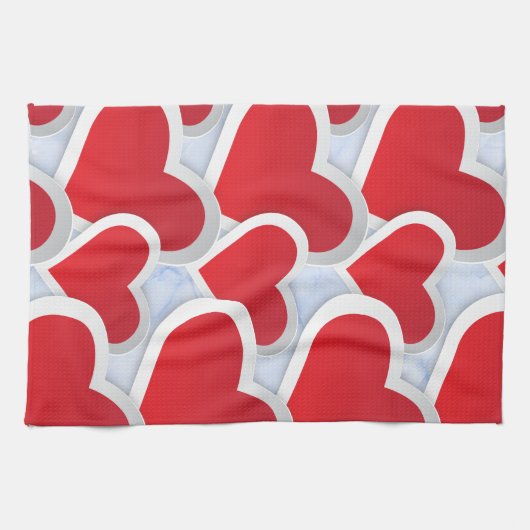 2 Niedliches rotes Herz Geschirrtuch (Horizontal)