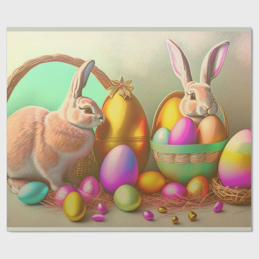 2 Osterholz- und Goldene Eiersammlung Geschenkpapier (Flach)