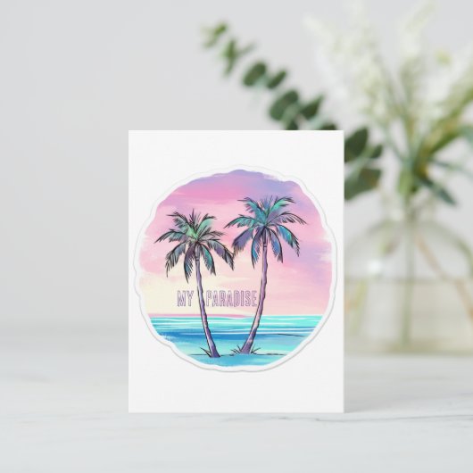 2 Palmen Postkarte (Stehend Vorderseite)