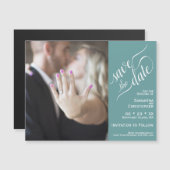2 Pane Foto Wedding Save the Date Aquamarin Magnet (Vorne/Hinten)