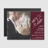 2 Pane Foto Wedding Save the Date Burgundy Magnet (Vorne/Hinten)