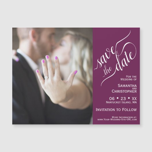 2 Pane Foto Wedding Save the Date Cassis Magnet (Vorderseite)