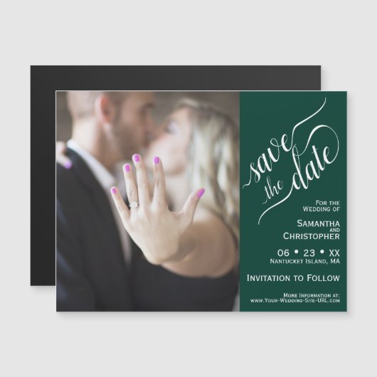 2 Pane Foto Wedding Save the Date Emerald Magnet (Vorne/Hinten)