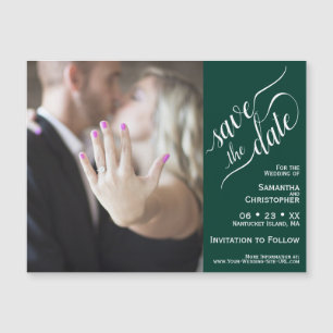 2 Pane Foto Wedding Save the Date Emerald Magnet