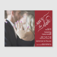 2 Pane Foto Wedding Save the Date Red Magnet