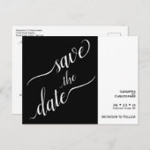 2 Pane Minimal Schwarz & Weiß Hochzeit Sichern Sie Postkarte (Vorne/Hinten)