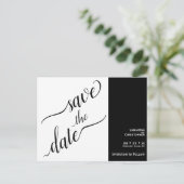2 Pane Minimal White & Black Wedding Save the Date Postkarte (Stehend Vorderseite)