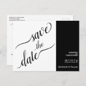 2 Pane Minimal White & Black Wedding Save the Date Postkarte (Vorne/Hinten)