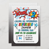 2. Party Einladung Geburtstag des Superhero (Vorne/Hinten)