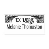 2 Peacock Feathers Art Nouveau Ex Libris Bibliothe Gummistempel (Prägung)