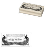 2 Peacocks Gerahmte Jugendstil-Bibliothek Buchname Gummistempel (Stempel)