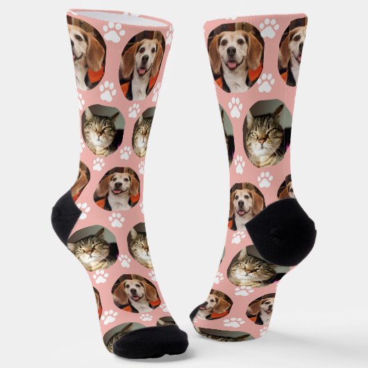 2 Pet Foto Drucke Rose Gold Niedlich Socken (Gewinkelt)