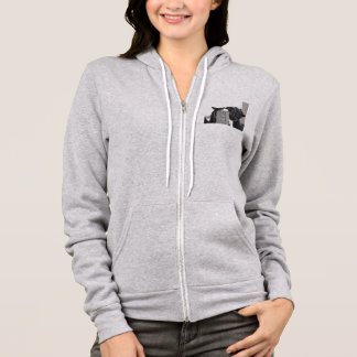 2 Pferde, die auf einem Schneezaun kauen Hoodie