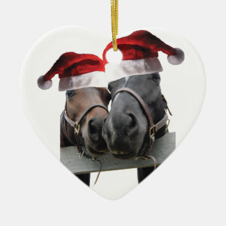 2 Pferde, die Weihnachtsmäntel für Weihnachten tra Keramik Ornament
