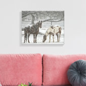 2 Pferde im Winter bei Schneewetter im Freien Leinwanddruck (Insitu (Wohnzimmer))