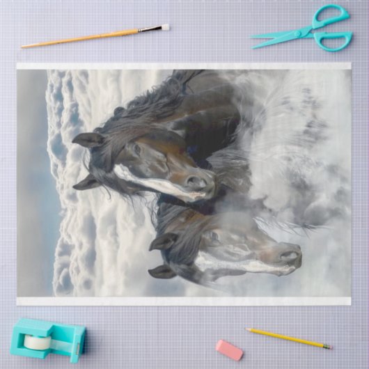 2 Pferde in der Wolkendecke Seidenpapier (Basteln)